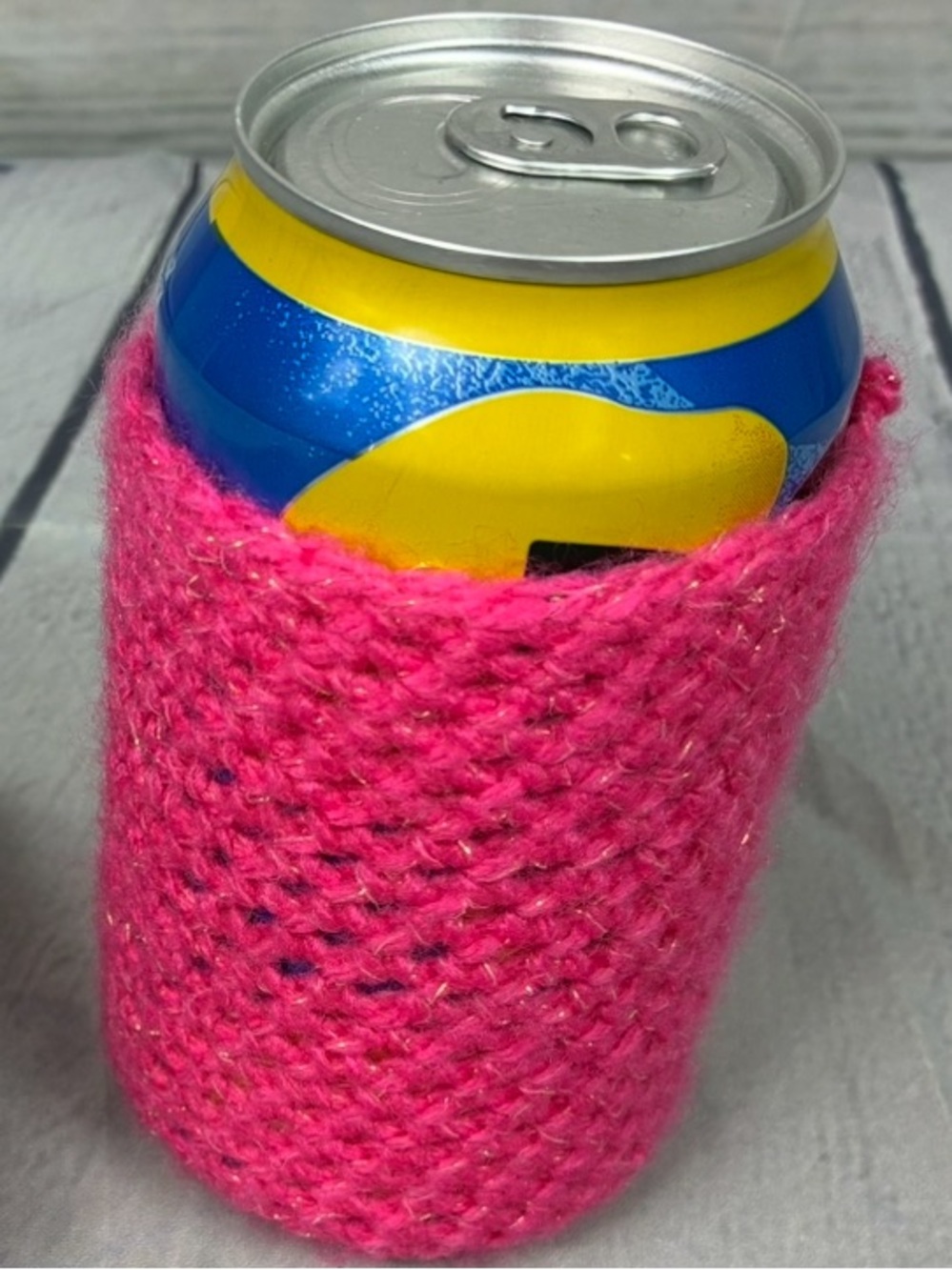 Handmade Hot Pink Crochet Can Cozy - Women Accessories